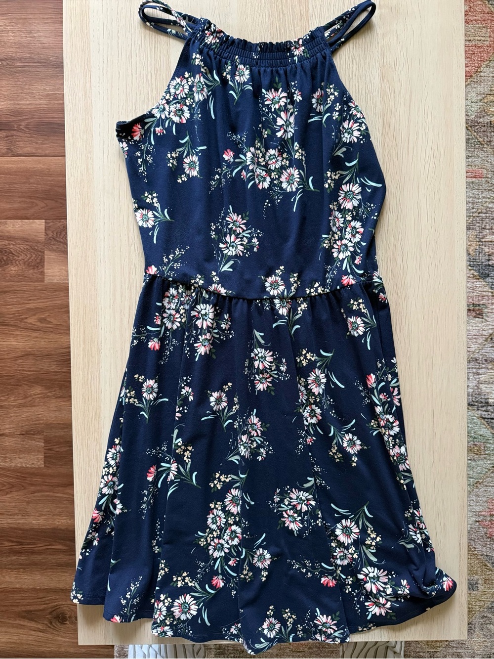 nine britton Navy Floral Halter Sundress